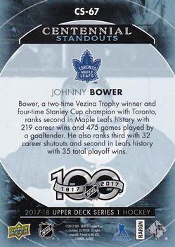 2017-18 Upper Deck - Centennial Standouts #CS-67 Johnny Bower Back