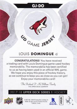 2017-18 Upper Deck - UD Game Jerseys #GJ-DO Louis Domingue Back