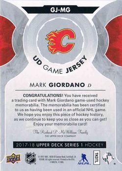 2017-18 Upper Deck - UD Game Jerseys #GJ-MG Mark Giordano Back