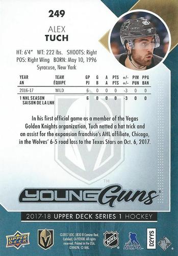 2017-18 Upper Deck - Young Guns Jumbo #249 Alex Tuch Back