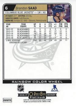 2016-17 O-Pee-Chee Platinum - Rainbow Color Wheel #6 Brandon Saad Back