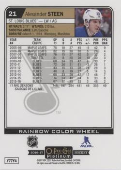 2016-17 O-Pee-Chee Platinum - Rainbow Color Wheel #21 Alexander Steen Back