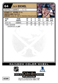 2016-17 O-Pee-Chee Platinum - Rainbow Color Wheel #64 Jack Eichel Back