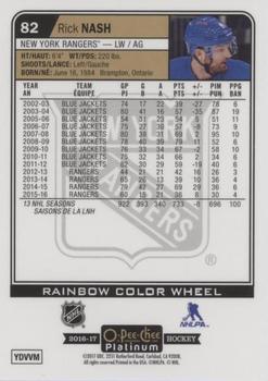 2016-17 O-Pee-Chee Platinum - Rainbow Color Wheel #82 Rick Nash Back