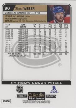 2016-17 O-Pee-Chee Platinum - Rainbow Color Wheel #90 Shea Weber Back