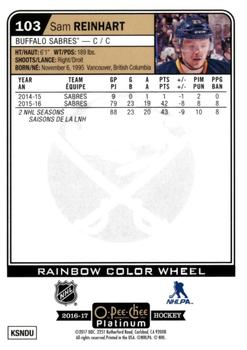 2016-17 O-Pee-Chee Platinum - Rainbow Color Wheel #103 Sam Reinhart Back