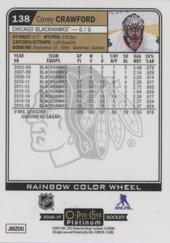 2016-17 O-Pee-Chee Platinum - Rainbow Color Wheel #138 Corey Crawford Back