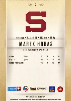 2016-17 OFS Classic Serie I #2 Marek Hrbas Back