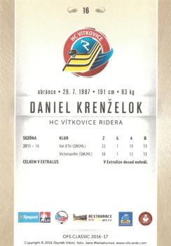 2016-17 OFS Classic Serie I #16 Daniel Krenzelok Back