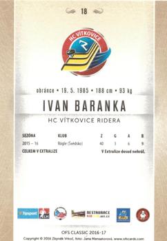 2016-17 OFS Classic Serie I #18 Ivan Baranka Back