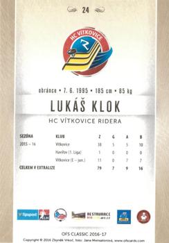 2016-17 OFS Classic Serie I #24 Lukas Klok Back