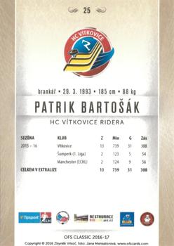 2016-17 OFS Classic Serie I #25 Patrik Bartosak Back