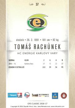 2016-17 OFS Classic Serie I #37 Tomas Rachunek Back