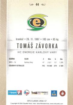 2016-17 OFS Classic Serie I #44 Tomas Zavorka Back