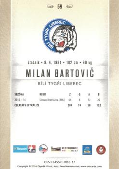 2016-17 OFS Classic Serie I #59 Milan Bartovic Back