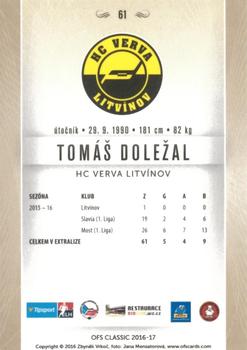 2016-17 OFS Classic Serie I #61 Tomas Dolezal Back