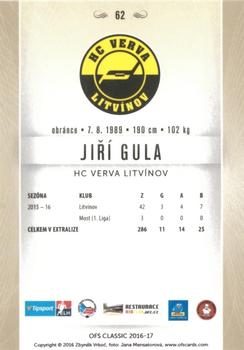 2016-17 OFS Classic Serie I #62 Jiri Gula Back