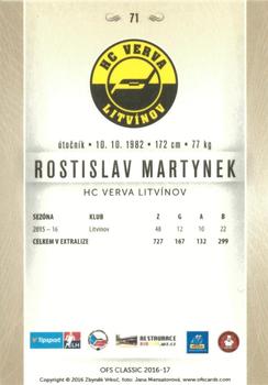 2016-17 OFS Classic Serie I #71 Rostislav Martynek Back