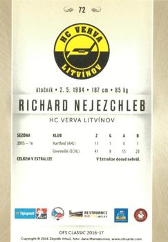 2016-17 OFS Classic Serie I #72 Richard Nejezchleb Back