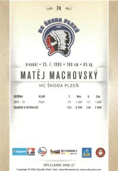 2016-17 OFS Classic Serie I #74 Matej Machovsky Back