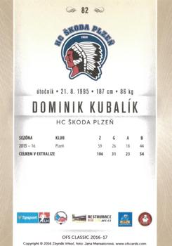 2016-17 OFS Classic Serie I #82 Dominik Kubalik Back