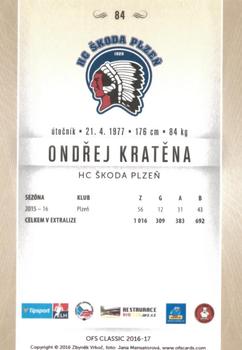 2016-17 OFS Classic Serie I #84 Ondrej Kratena Back