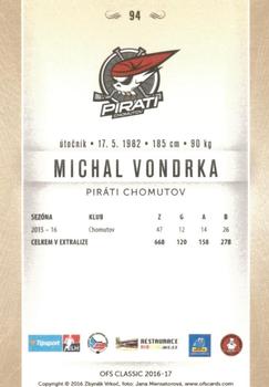 2016-17 OFS Classic Serie I #94 Michal Vondrka Back
