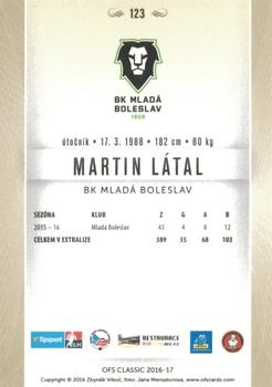 2016-17 OFS Classic Serie I #123 Martin Latal Back