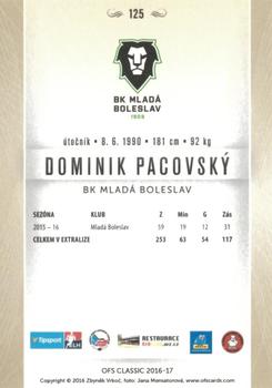 2016-17 OFS Classic Serie I #125 Dominik Pacovsky Back