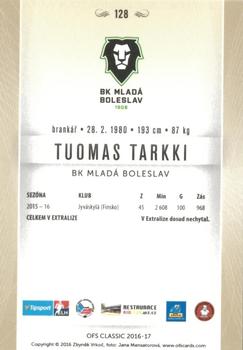 2016-17 OFS Classic Serie I #128 Tuomas Tarkki Back