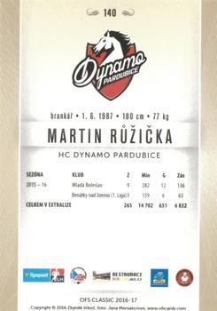 2016-17 OFS Classic Serie I #140 Martin Ruzicka Back