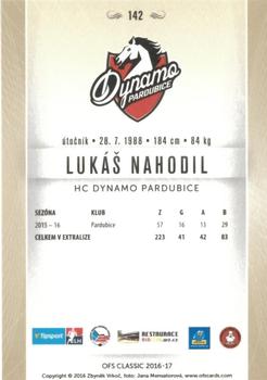 2016-17 OFS Classic Serie I #142 Lukas Nahodil Back