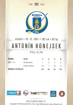 2016-17 OFS Classic Serie I #192 Antonin Honejsek Back