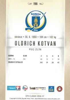 2016-17 OFS Classic Serie I #196 Oldrich Kotvan Back