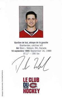 2014-15 Montreal Canadiens #NNO Dustin Tokarski Back