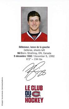2014-15 Montreal Canadiens #NNO Nathan Beaulieu Back