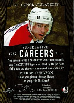 2017 Leaf In The Game Superlative - Superlative Careers - Magenta Spectrum Foil #C-21 Pierre Turgeon Back