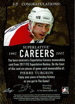 2017 Leaf In The Game Superlative - Superlative Careers - Blue Spectrum Foil #C-21 Pierre Turgeon Back