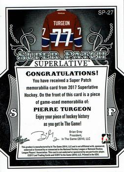 2017 Leaf In The Game Superlative - Superlative Super Patch - Copper Spectrum Foil #SP-27 Pierre Turgeon Back