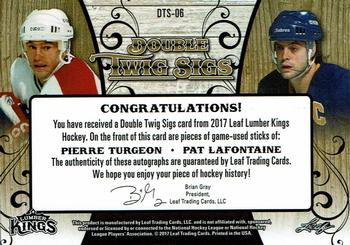 2017 Leaf Lumber Kings - Double Twig Sigs - Emerald #DTS-06 Pierre Turgeon / Pat LaFontaine Back