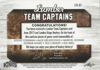 2017 Leaf Lumber Kings - Lumber Team Captains - Bronze #LTC-07 Steve Yzerman / Alex Delvecchio / Marcel Dionne / Gordie Howe / Ted Lindsay / Sid Abel Back
