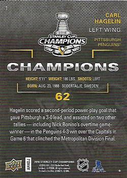 2016 Upper Deck Stanley Cup Champions Box Set #1 Carl Hagelin Back