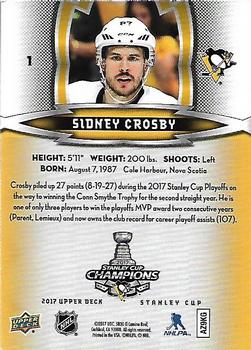 2017 Upper Deck Stanley Cup Champions Box Set #1 Sidney Crosby Back