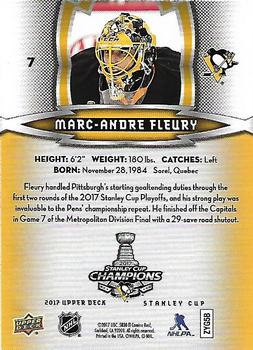 2017 Upper Deck Stanley Cup Champions Box Set #7 Marc-Andre Fleury Back