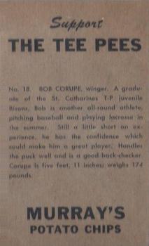 1956-57 Murray's Potato Chips St. Catharines Teepees (OHA) #NNO Bob Corupe Back