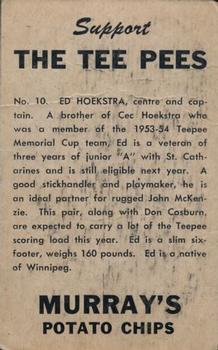 1956-57 Murray's Potato Chips St. Catharines Teepees (OHA) #NNO Ed Hoekstra Back