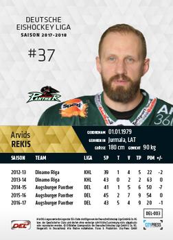 2017-18 Playercards (DEL) #DEL-003 Arvid Rekis Back