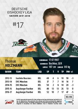 2017-18 Playercards (DEL) #DEL-006 Thomas Holzmann Back