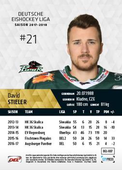 2017-18 Playercards (DEL) #DEL-007 David Stieler Back