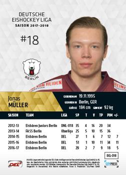 2017-18 Playercards (DEL) #DEL-018 Jonas Müller Back